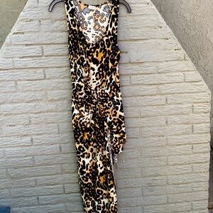 Leopard Print Faux Wrap Dress